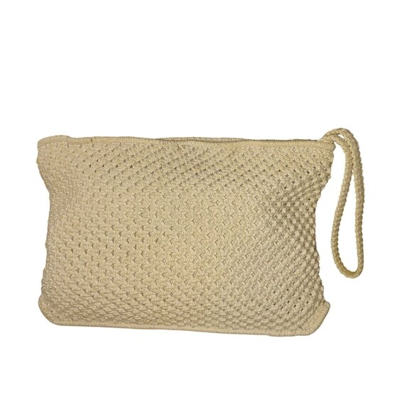 Macrame Crochet Woven Bag Purse Clutch Wristlet Handbag Vintage Bohemian Hippie - Picture 2 of 10